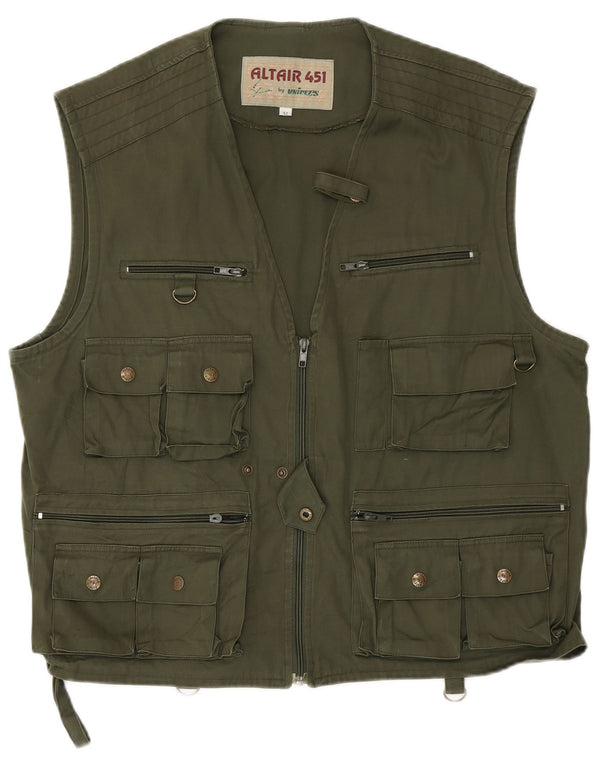 Gilet multiuso da uomo vintage IT 52 XL in cotone verde