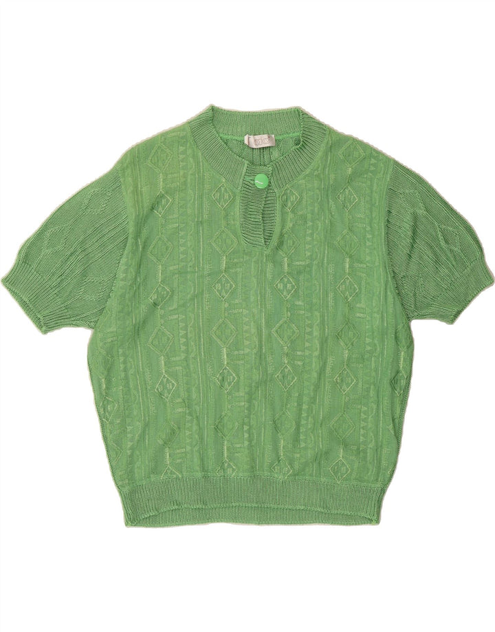 CODICE Womens Oversized Button Neck Jumper Sweater IT 46 Large Green Vintage Codice and Second-Hand Codice from Messina Hembry 