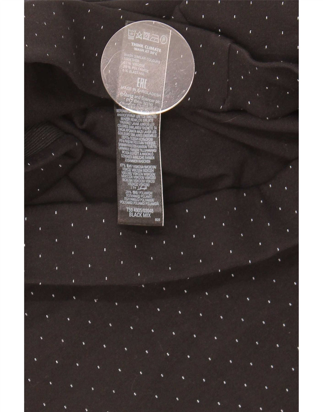 Gonna a tubino da donna Marks & Spencer UK 12 media W30 viscosa maculata nera
