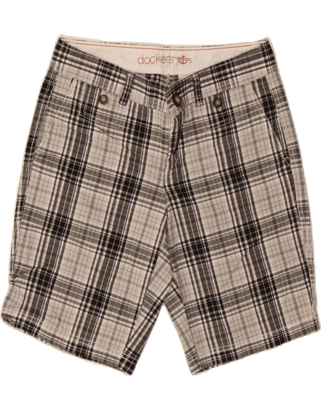 DOCKERS Womens Chino Shorts US 4 Small W26  Blue Check Cotton Vintage Dockers and Second-Hand Dockers from Messina Hembry 
