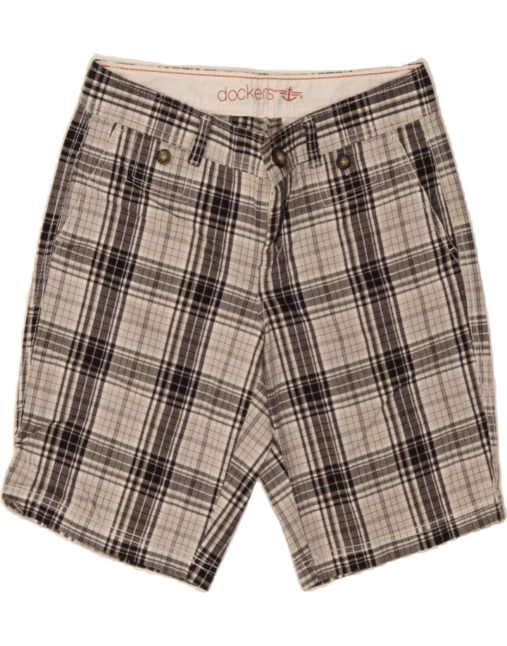 DOCKERS Womens Chino Shorts US 4 Small W26  Blue Check Cotton Vintage Dockers and Second-Hand Dockers from Messina Hembry 