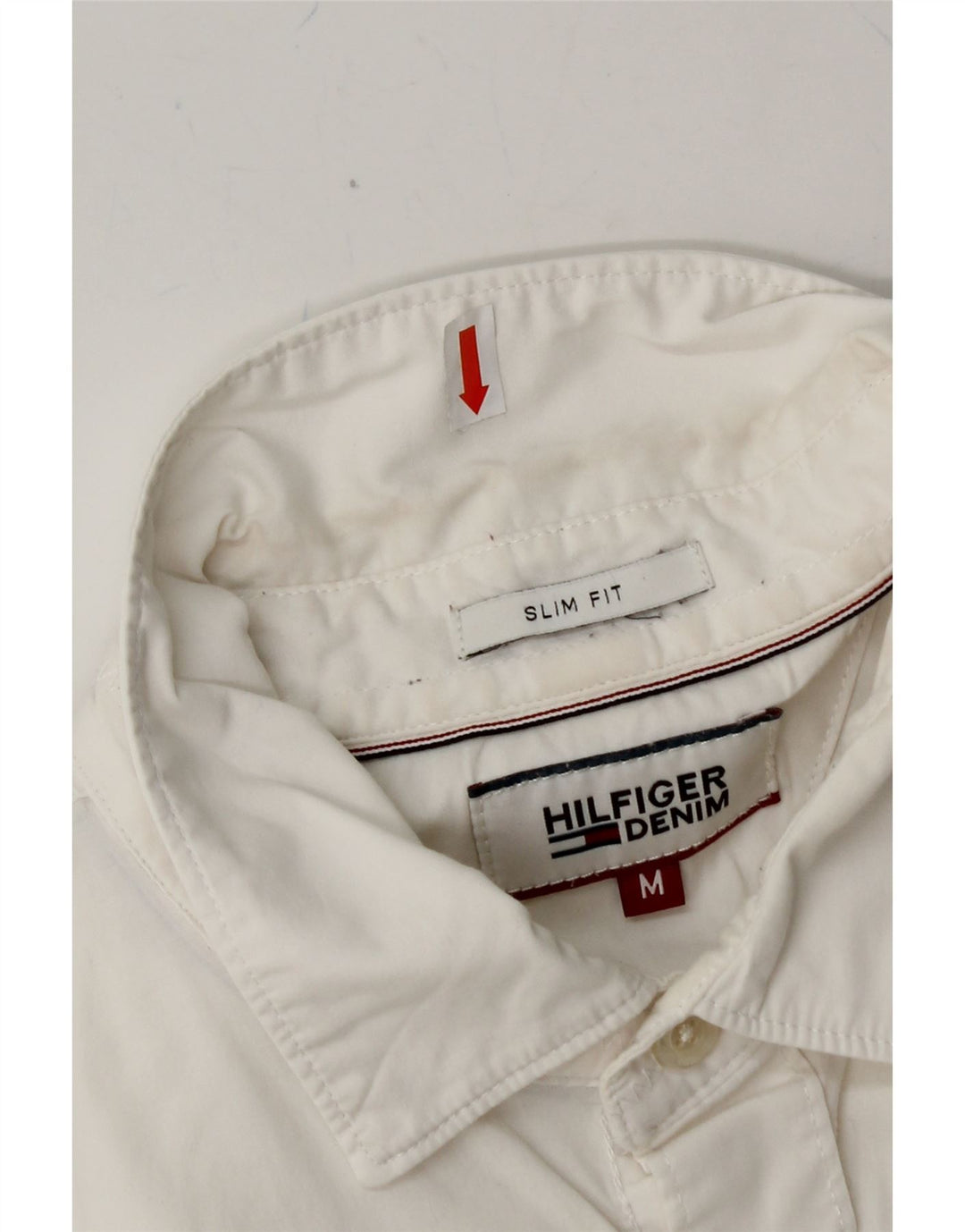 TOMMY HILFIGER Mens Slim Fit Shirt Medium White Vintage Tommy Hilfiger and Second-Hand Tommy Hilfiger from Messina Hembry 