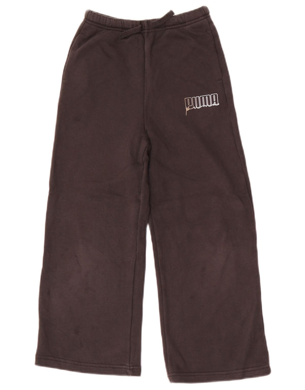 Pantaloni da tuta Puma per ragazze con grafica a gamba larga 5-6 anni in cotone nero