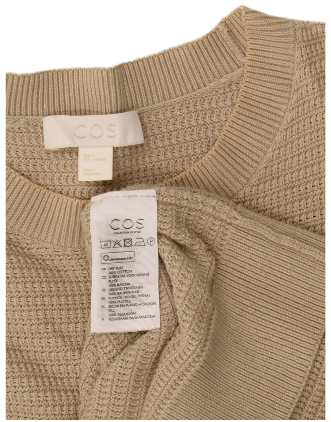 Maglione Cos da uomo con scollo a barca, piccolo cotone beige
