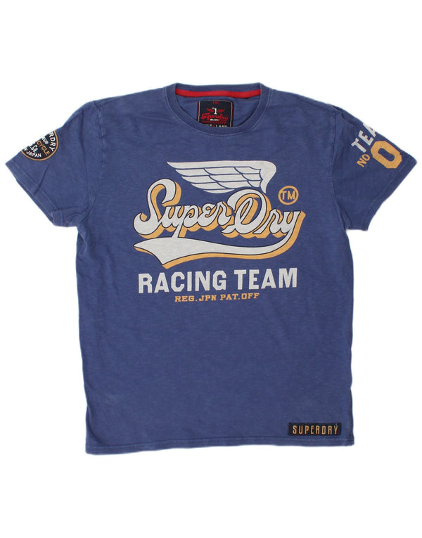T-shirt grafica da uomo SUPERDRY Top XL in cotone blu