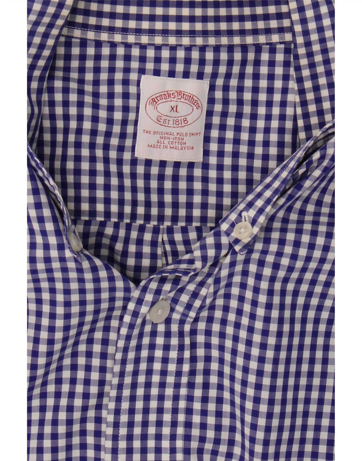Camicia da uomo Brooks Brothers XL in cotone a quadretti blu