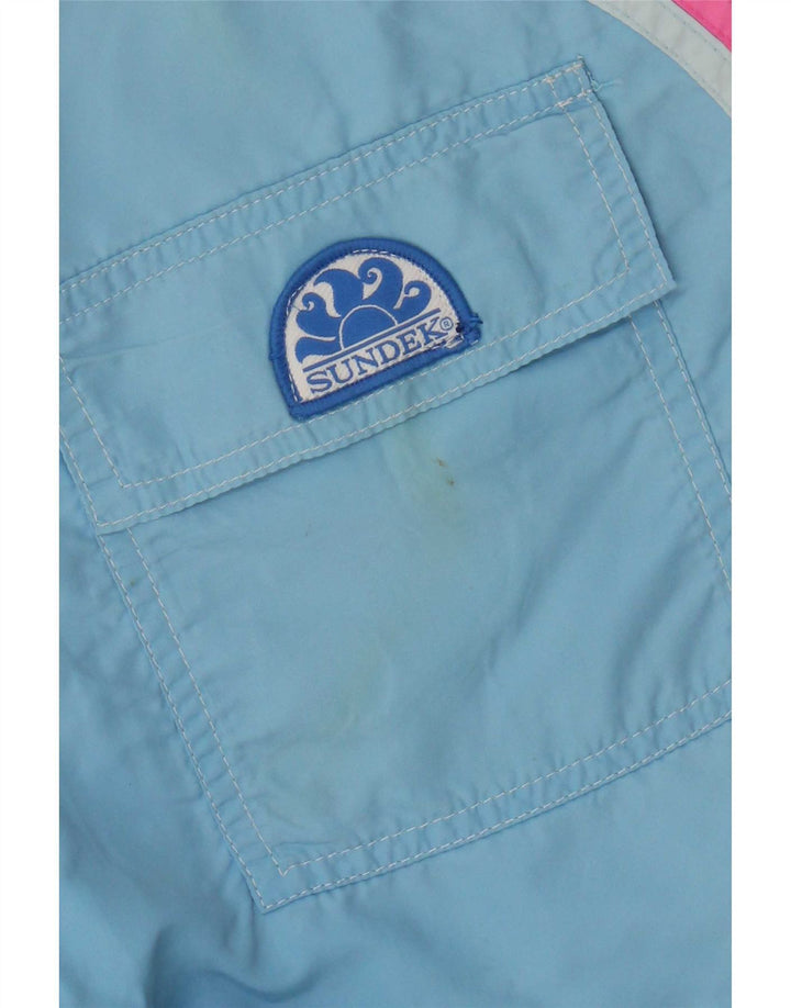 Pantaloncini da bagno da uomo Sundek in nylon a righe blu medio