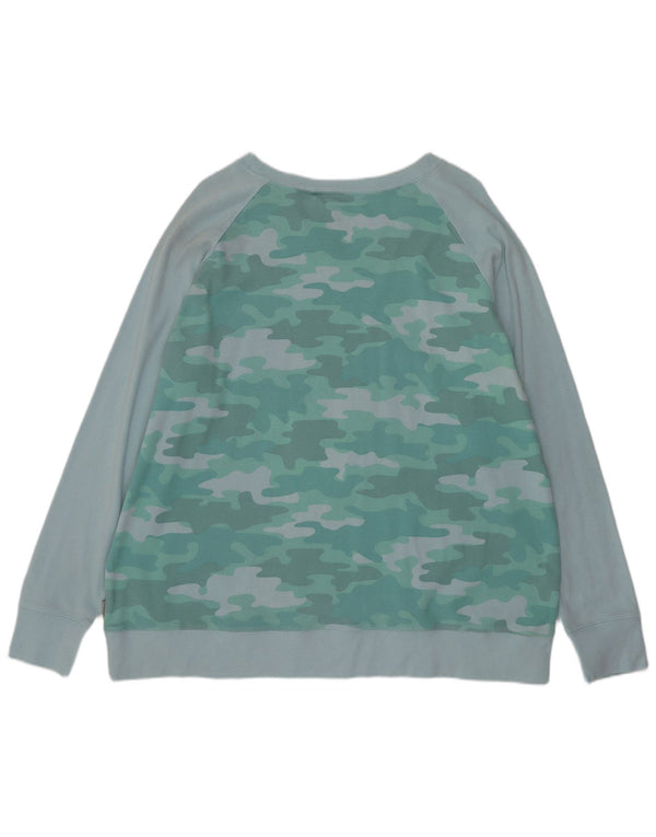 Eddie Bauer Womens Sweatshirt Jumper UK 20 2XL Blue Camouflage Cotton