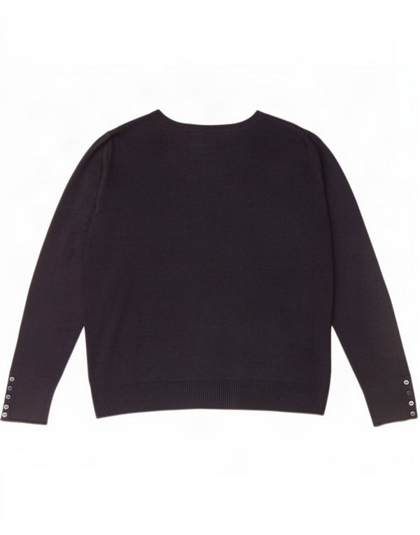 Marks & Spencer Womens V-Neck Jumper Sweater UK 12 Medium Navy Blue Acrylic