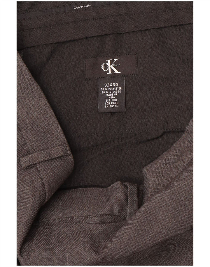 CALVIN KLEIN Pantaloni da abito dritti da uomo W32 L30 Poliestere grigio