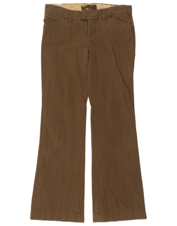 Billabong Womens Casual Trousers US 7 Medium W32 L32 Khaki Pinstripe