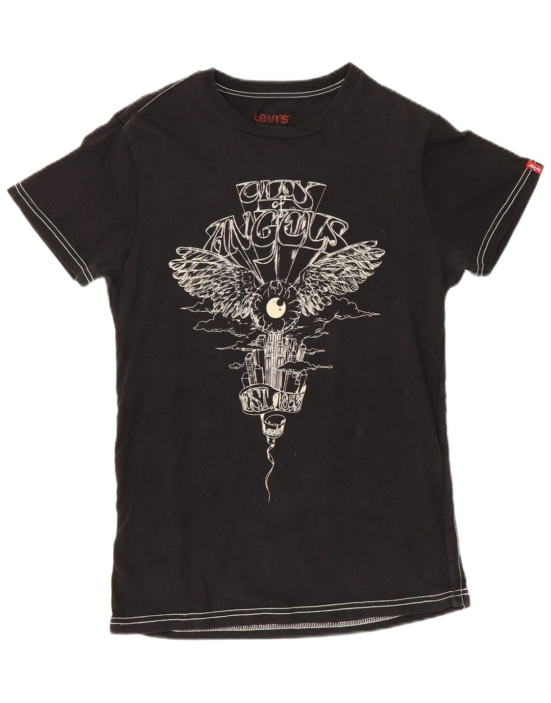 T-shirt grafica da donna Levi's Top UK 12 cotone nero medio
