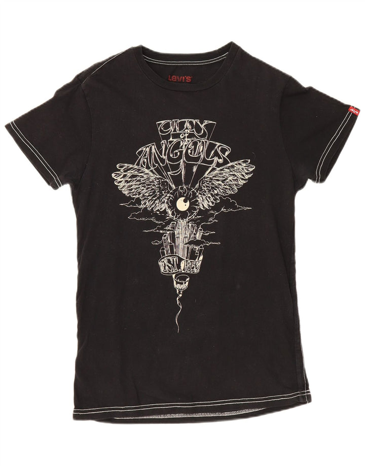 T-shirt grafica da donna Levi's Top UK 12 cotone nero medio