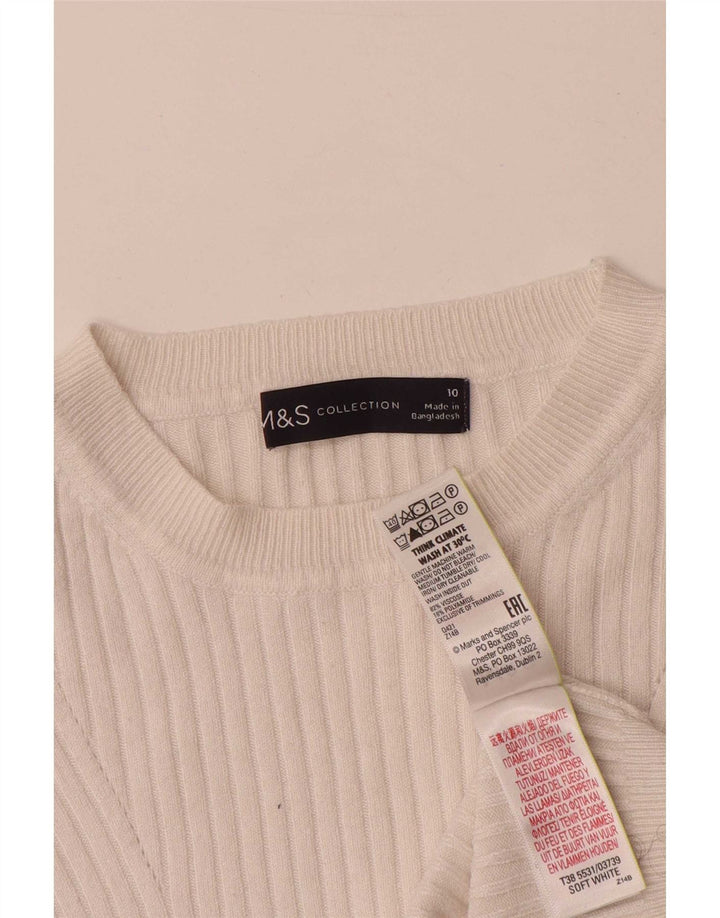 Maglione maglione con scollo a barca da donna Marks & Spencer UK 10 piccolo bianco