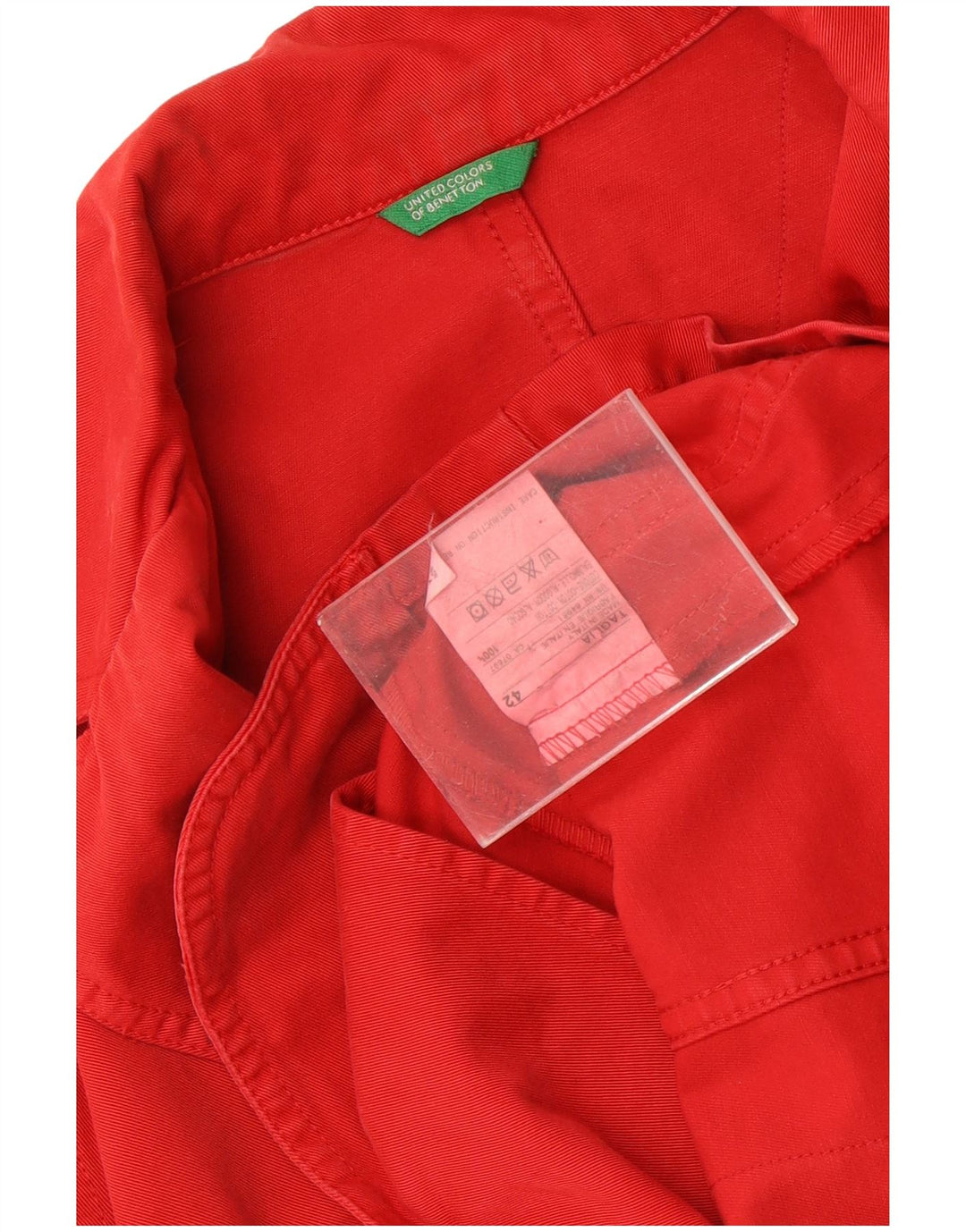 Giacca blazer da donna con grafica a 1 bottone Benetton IT 42 Rosso medio in cotone