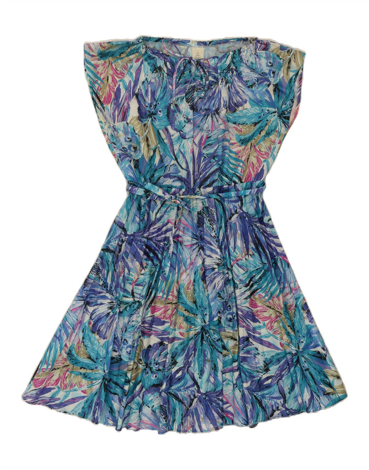 VINTAGE Womens A-Line Dress IT 46 Large Blue Floral Polyester Vintage Vintage and Second-Hand Vintage from Messina Hembry 