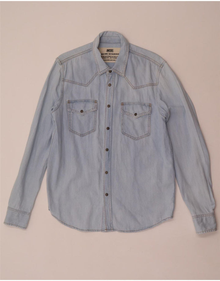 Camicia di jeans da uomo Diesel Large in cotone blu