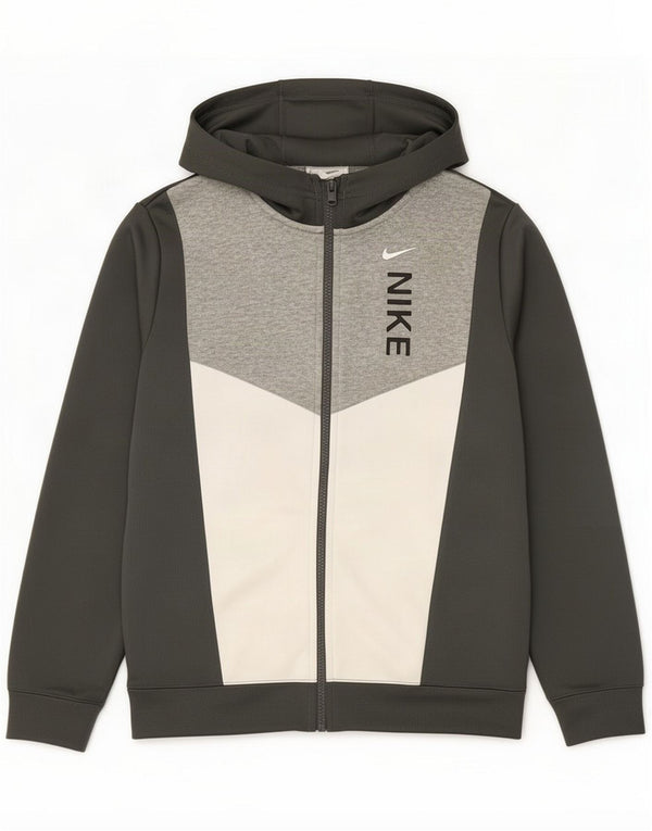 Maglione con cappuccio e zip grafica Nike per ragazzi 12-13 anni Large Grey Colourblock
