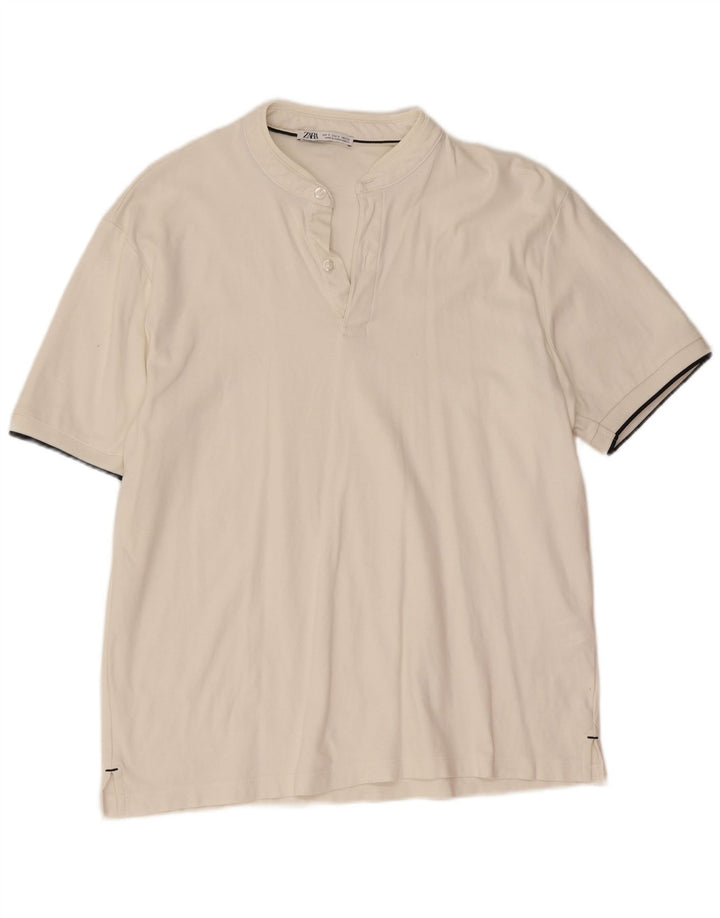 Polo Zara da uomo piccola in cotone bianco