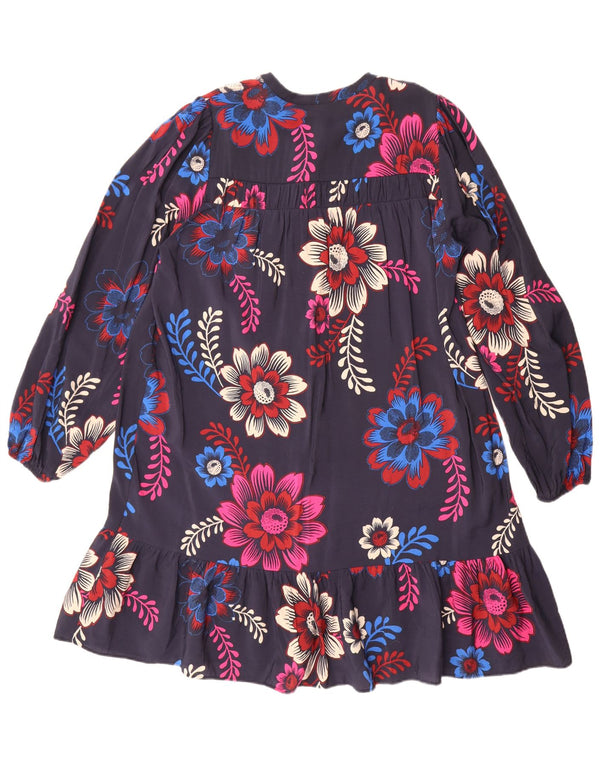 Abito a strati oversize a maniche lunghe da donna UK 14 Grande floreale blu navy