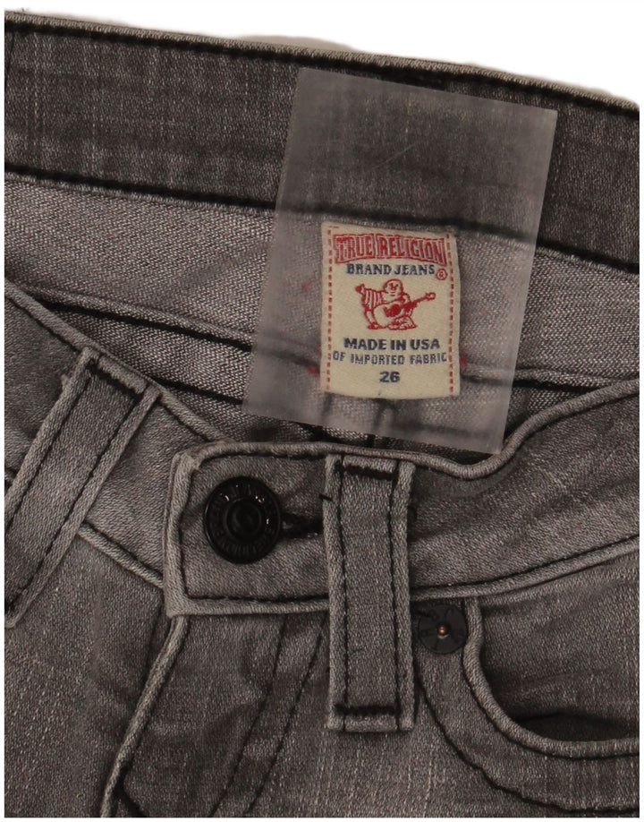 Jeans slim invecchiati da donna True Religion W26 L29 cotone grigio