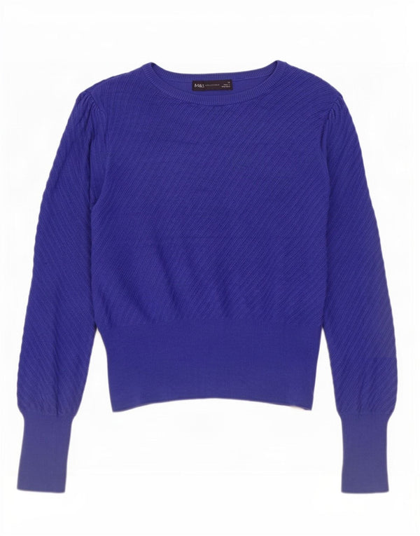 Maglione da donna Marks & Spencer con scollo a barca corto UK 12 Blu medio