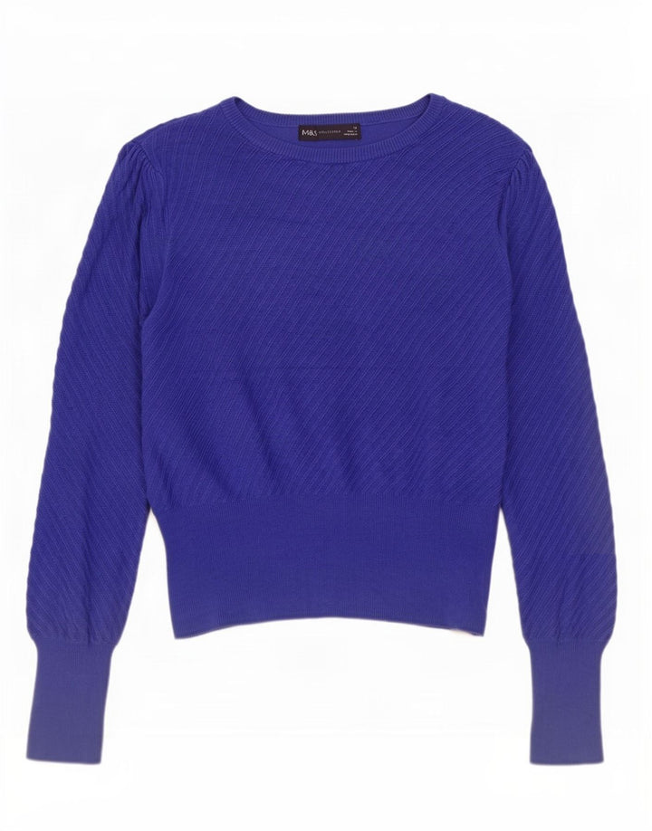Maglione da donna Marks & Spencer con scollo a barca corto UK 12 Blu medio