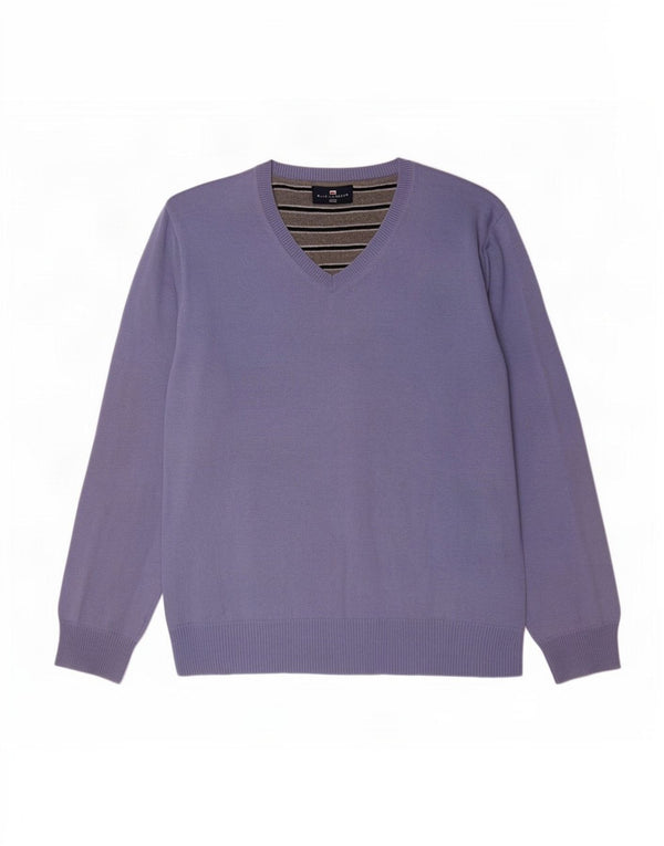 Marks & Spencer maglione da uomo con scollo a V blu Harbour grande cotone viola