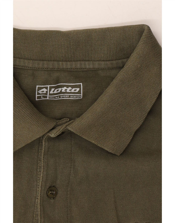LOTTO Mens Polo Shirt Large Khaki Cotton Vintage Lotto and Second-Hand Lotto from Messina Hembry 