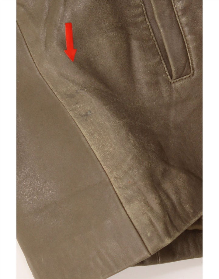Giacca in pelle da donna vintage IT 44 in pelle kaki media