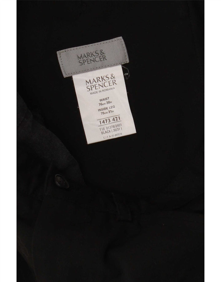 Pantaloni casual dritti da uomo Marks & Spencer W30 L31 poliestere nero