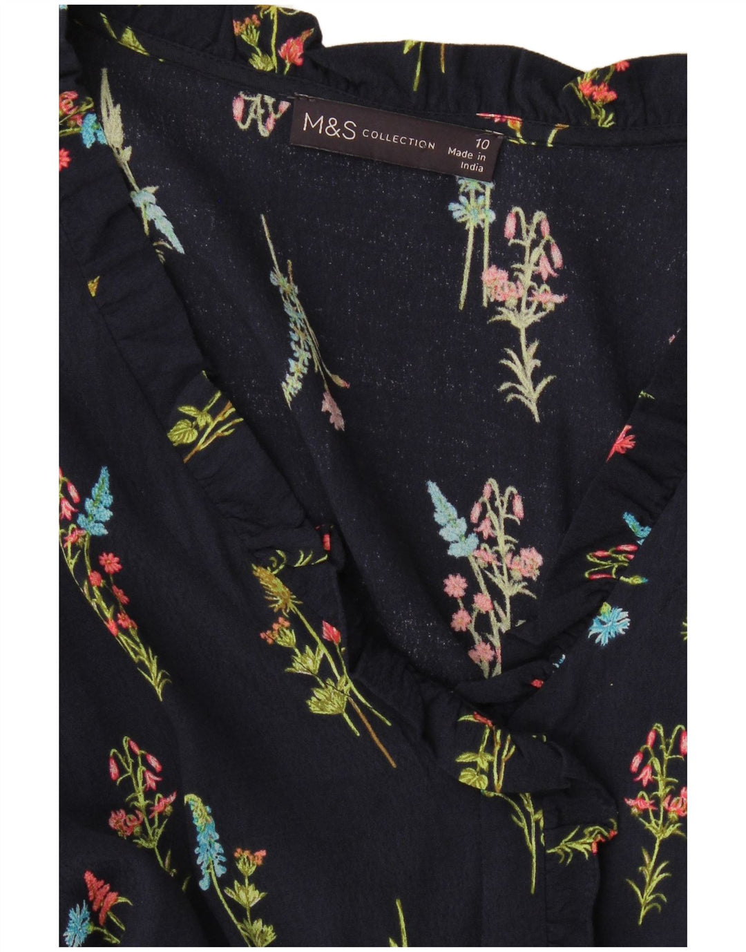 Abito a trapezio a maniche lunghe da donna Marks & Spencer UK 10 piccolo blu navy