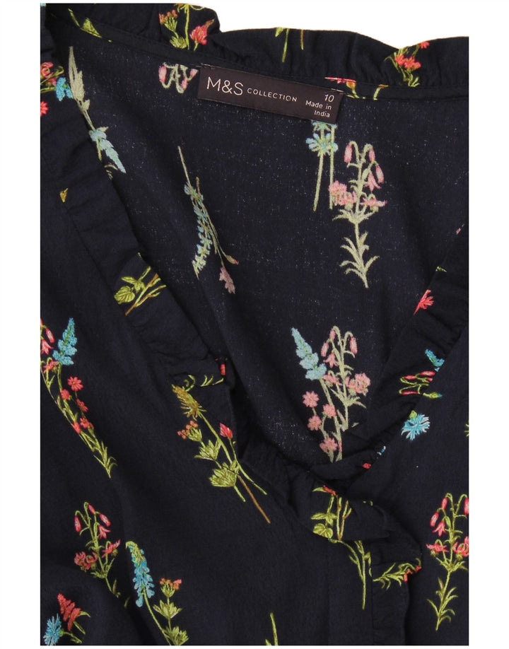 Abito a trapezio a maniche lunghe da donna Marks & Spencer UK 10 piccolo blu navy
