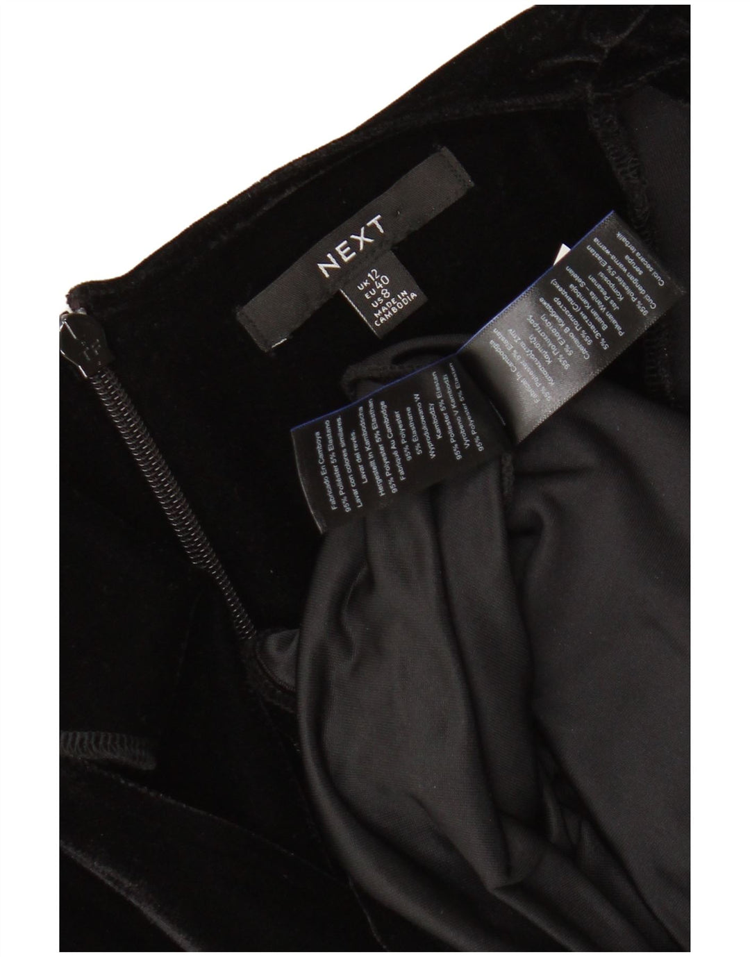 SUCCESSIVO Abito aderente a maniche lunghe in velluto da donna UK 12 Poliestere nero medio