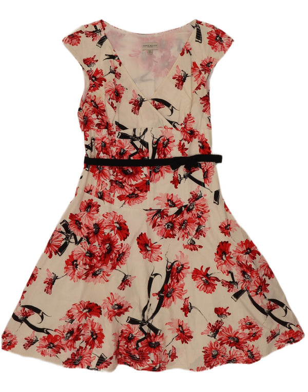 Abito a trapezio da donna Karen Millen UK 14 Grande motivo floreale bianco