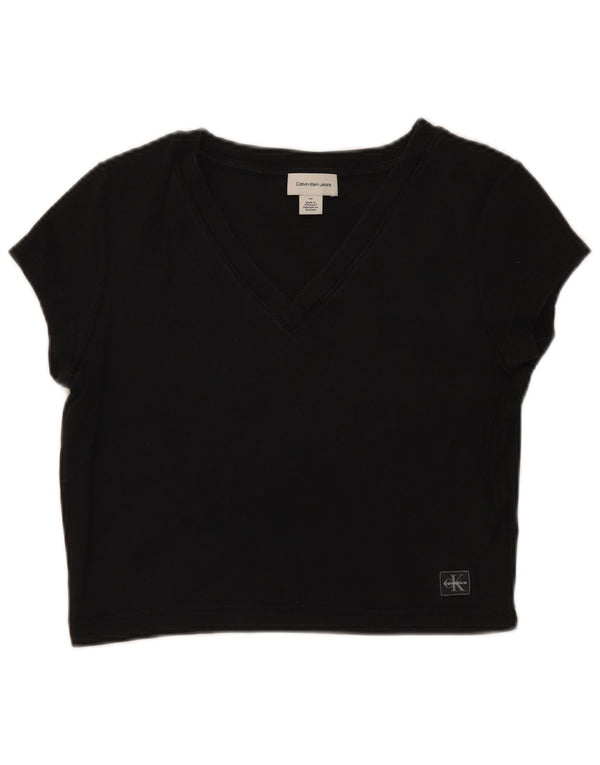 Maglietta corta da donna Calvin Klein Top UK 14 grande cotone nero