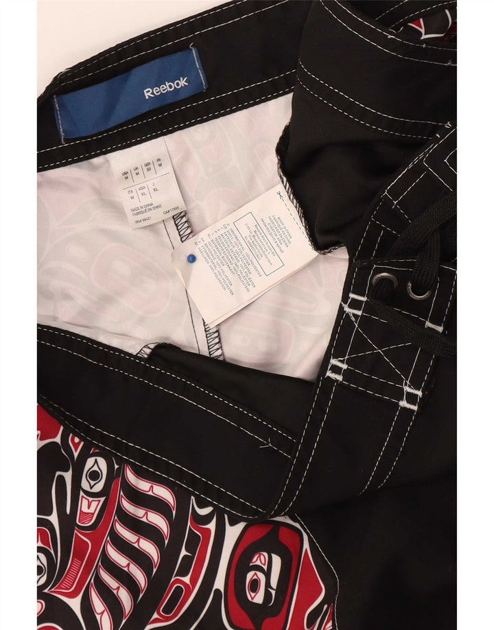 Pantaloncini da bagno Reebok da uomo, poliestere geometrico nero medio