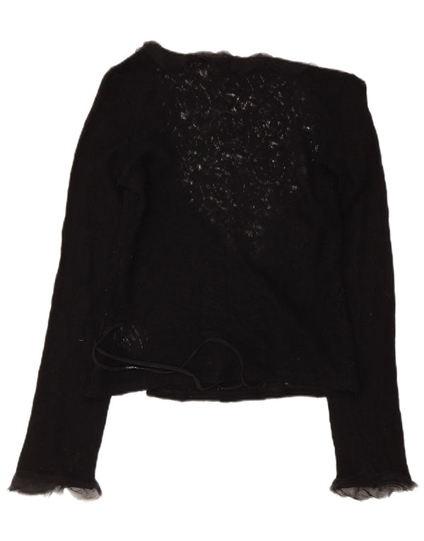 Max & Co. Maglione cardigan avvolgente da donna UK 14 grande lana vergine nera