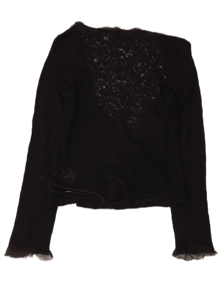 Max & Co. Maglione cardigan avvolgente da donna UK 14 grande lana vergine nera