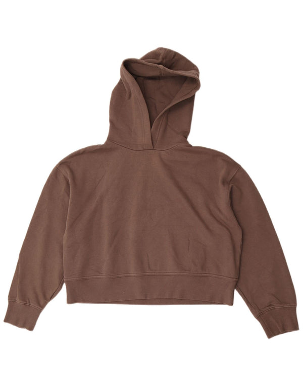 Maglione corto con cappuccio oversize da donna Zara UK 14 Cotone marrone medio