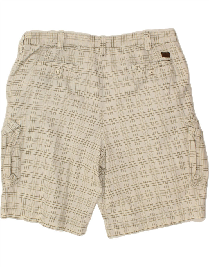 IZOD Mens Cargo Shorts W42 2XL Beige Check Cotton Vintage Izod and Second-Hand Izod from Messina Hembry 