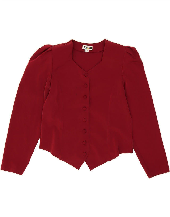 JOKER Womens Blazer Jacket UK 12 Medium Burgundy Vintage Joker and Second-Hand Joker from Messina Hembry 
