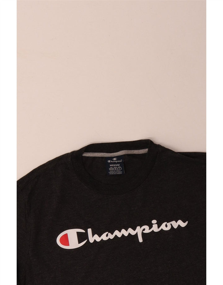 T-shirt grafica da uomo CHAMPION Top medio nero chiazzato