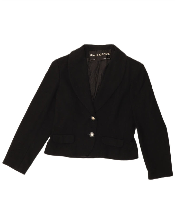 PIERRE CARDIN Womens Paris Crop 2 Button Blazer Jacket UK 14 Medium Black