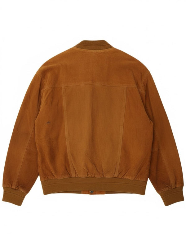 Giubbotto bomber vintage in pelle scamosciata da uomo IT 52 XL in pelle beige