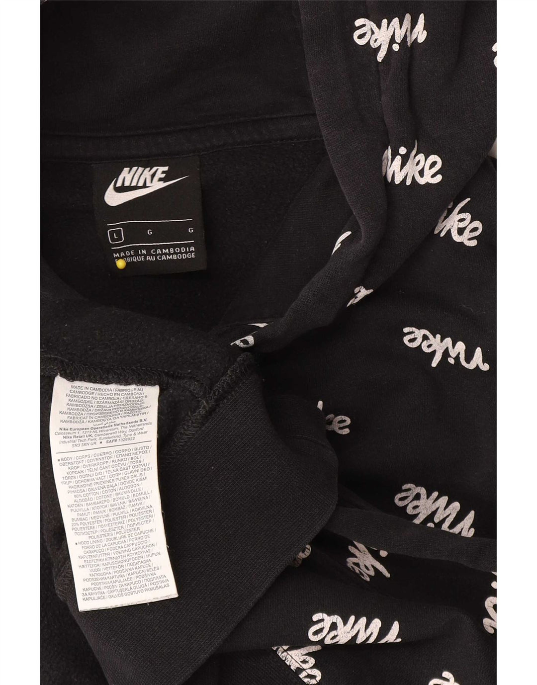 Felpa con cappuccio grafica Nike da uomo grande in cotone nero