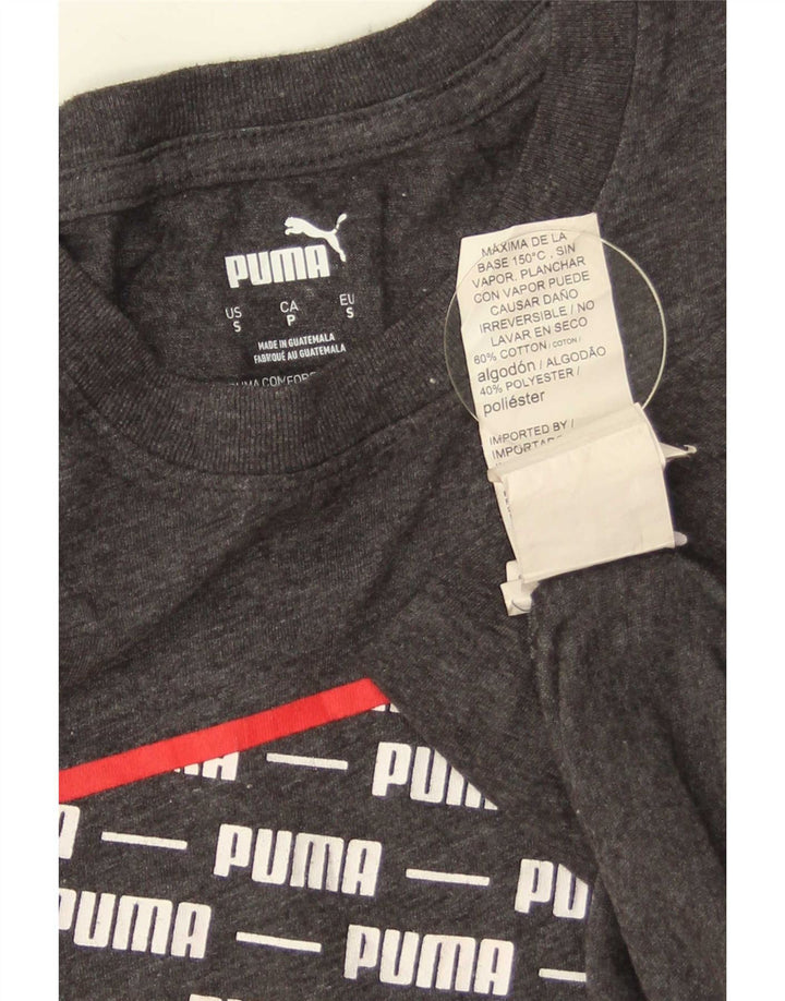 T-shirt grafica da uomo Puma Top Small in cotone grigio