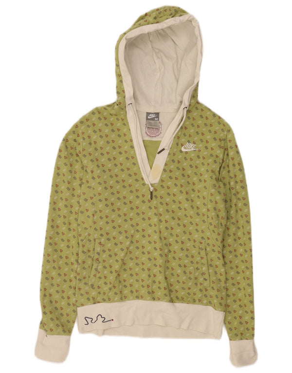 Felpa con cappuccio grafica da donna Nike UK 10/12 Sport in cotone verde medio