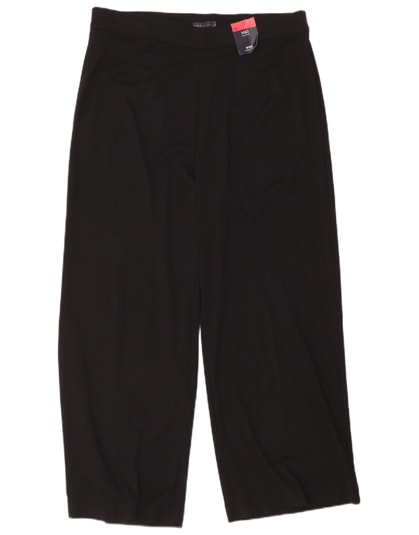 Pantaloni casual a gamba larga da donna Marks & Spencer UK 18 XL W38 L28 Nero