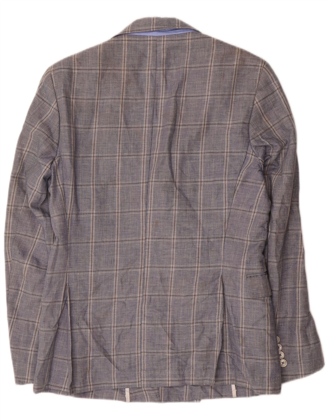 Giacca blazer doppiopetto da uomo Zara EU 48 cotone medio a quadri blu navy